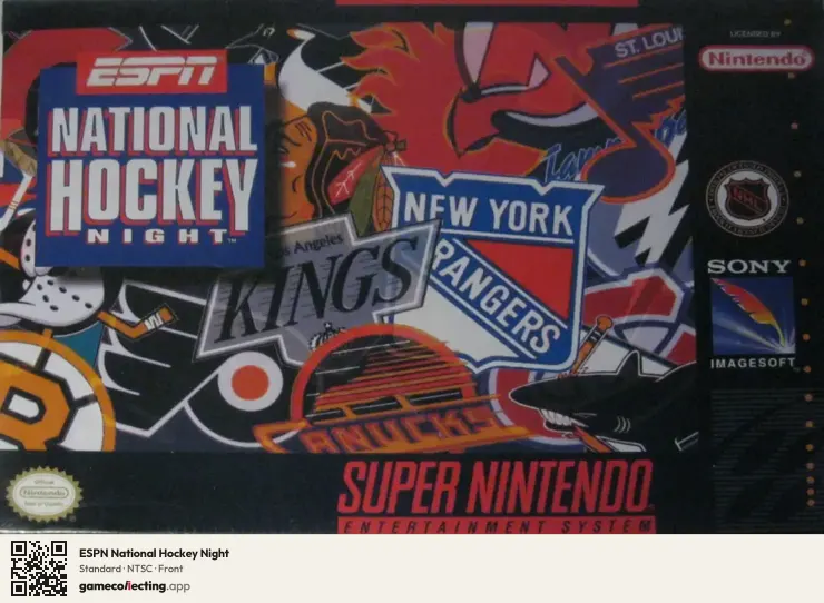 ESPN National Hockey Night Super Nintendo Entertainment System, NTSC box front