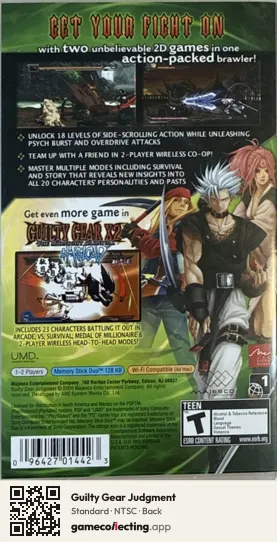 Guilty Gear Judgment PlayStation Portable, NTSC box back