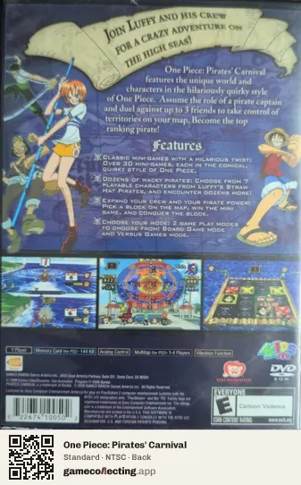 One Piece: Pirates' Carnival PlayStation 2, NTSC box back