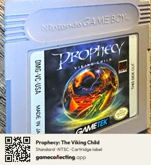 Prophecy: The Viking Child Game Boy, NTSC cartridge label