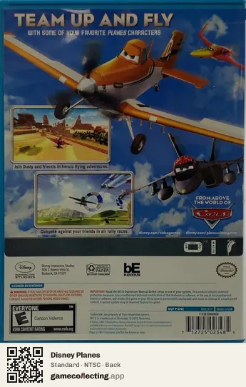 Disney Planes Nintendo Wii U, NTSC box back