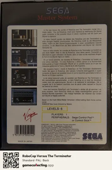 RoboCop Versus The Terminator Sega Master System, PAL box back