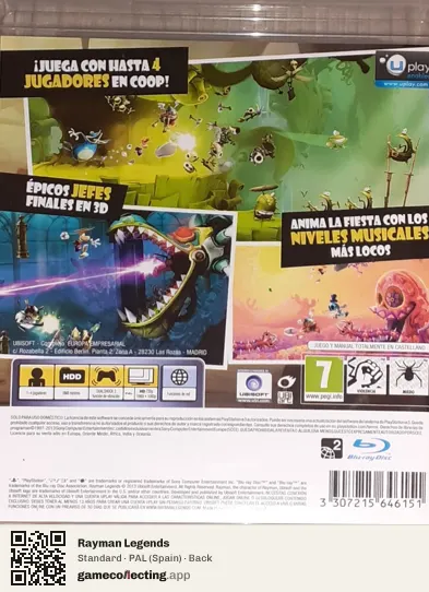 Rayman Legends PlayStation 3, Spain box back