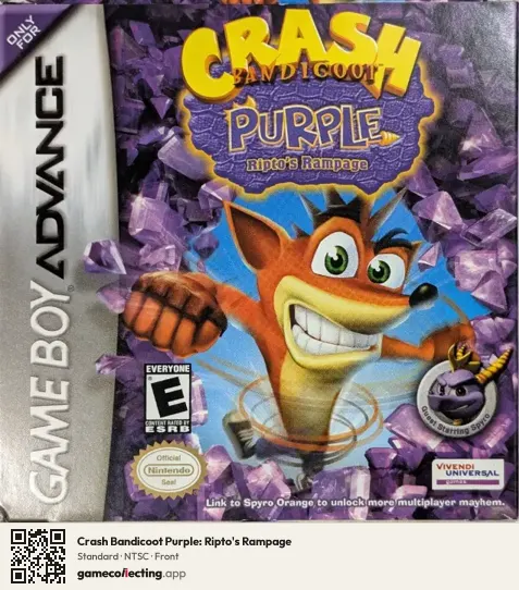Crash Bandicoot Purple: Ripto's Rampage Game Boy Advance, NTSC box front