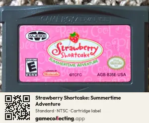 Strawberry Shortcake: Summertime Adventure Game Boy Advance, NTSC cartridge label