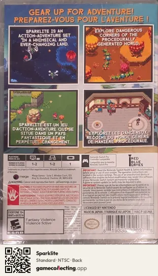 Sparklite Nintendo Switch, NTSC box back