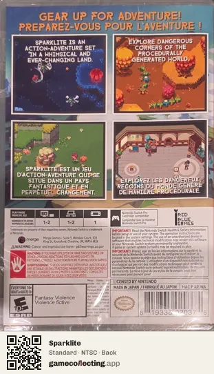 Sparklite Nintendo Switch, NTSC box back