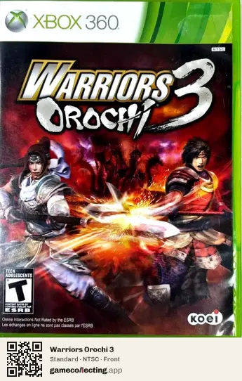 Warriors Orochi 3 Xbox 360, NTSC box front