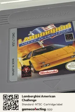 Lamborghini American Challenge Game Boy, NTSC cartridge label
