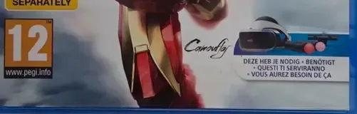 Marvel's Iron Man VR, the PEGI square on its front