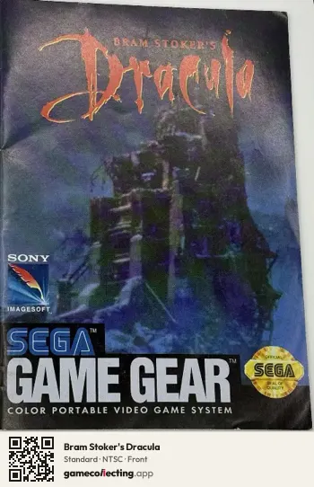 Bram Stoker's Dracula Sega Game Gear, NTSC box front