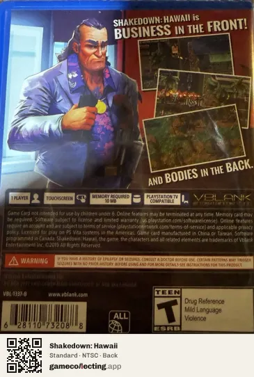 Shakedown: Hawaii PlayStation Vita, NTSC box back