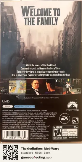 The Godfather: Mob Wars PlayStation Portable, NTSC box back