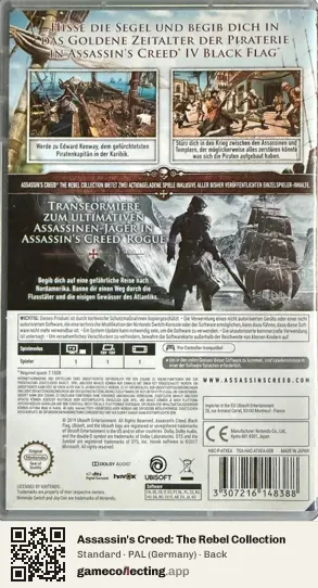 Assassin's Creed: The Rebel Collection Nintendo Switch, Germany box back