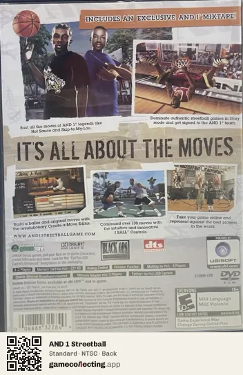 AND 1 Streetball PlayStation 2, NTSC box back