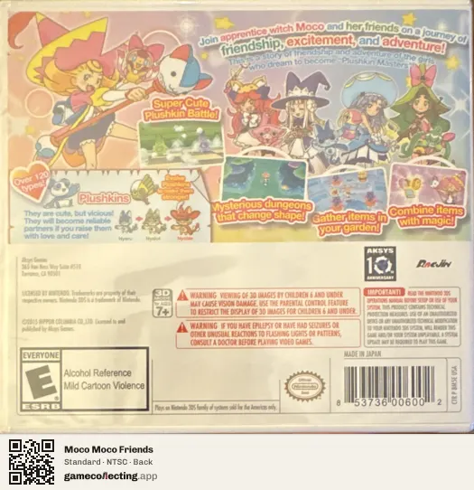 Moco Moco Friends Nintendo 3DS, NTSC box back
