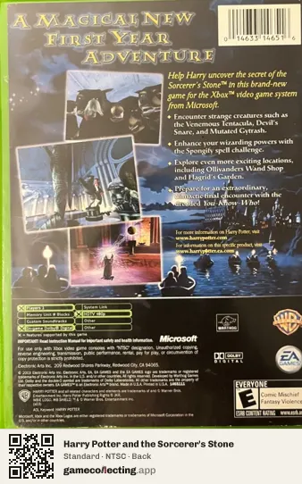 Harry Potter and the Sorcerer's Stone Xbox, NTSC box back