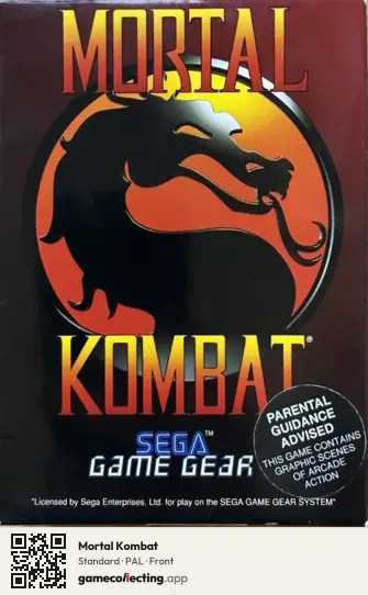 Mortal Kombat Sega Game Gear, PAL box front