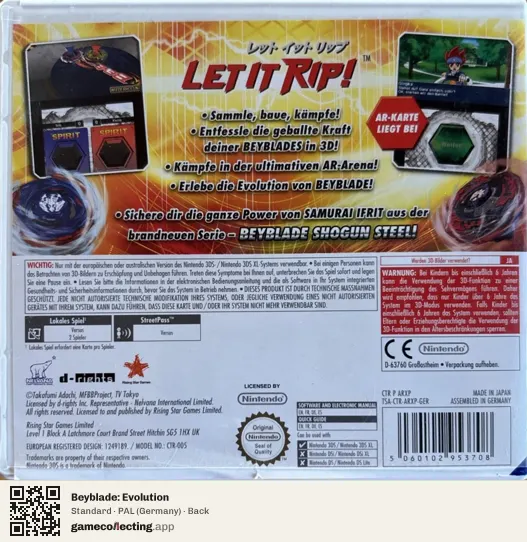 Beyblade: Evolution Nintendo 3DS, Germany box back