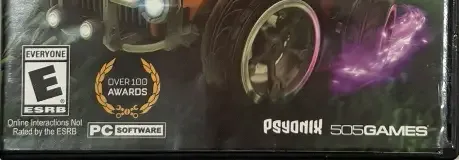 Rocket League, the ESRB box on its front