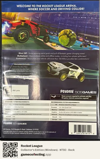 Rocket League Computer, NTSC box back