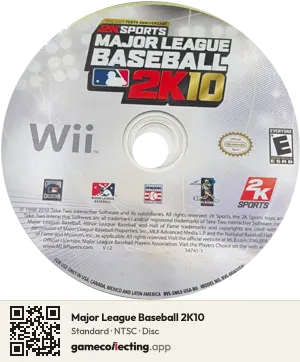Major League Baseball 2K10 Nintendo Wii, NTSC disc