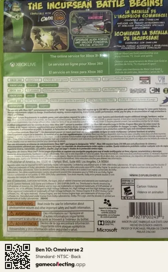 Ben 10: Omniverse 2 Xbox 360, NTSC box back