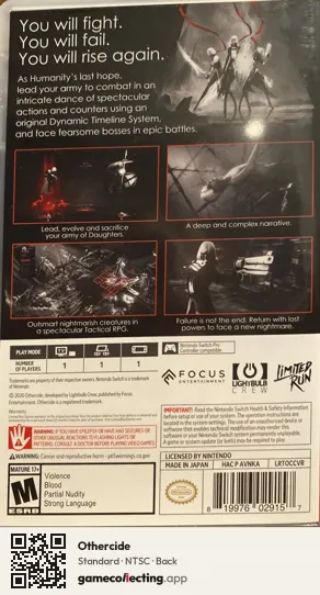 Othercide Nintendo Switch, NTSC box back