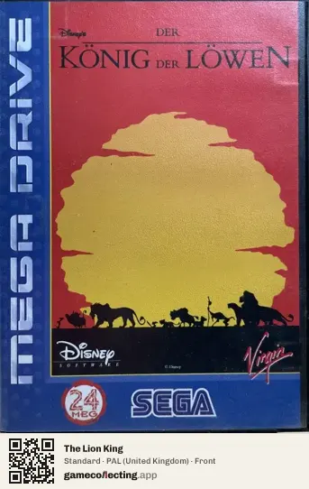 The Lion King Sega Mega Drive / Genesis, United Kingdom box front