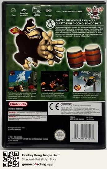 Donkey Kong Jungle Beat Nintendo GameCube, Italy box back