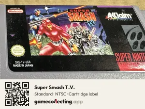 Super Smash T.V. Super Nintendo Entertainment System, NTSC cartridge label