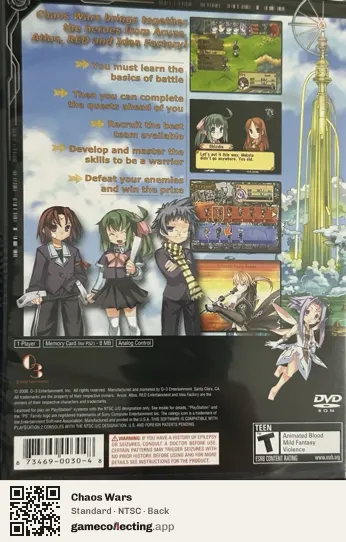 Chaos Wars PlayStation 2, NTSC box back