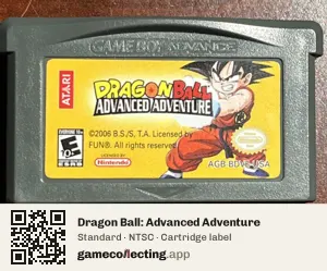 Dragon Ball: Advanced Adventure Game Boy Advance, NTSC cartridge label