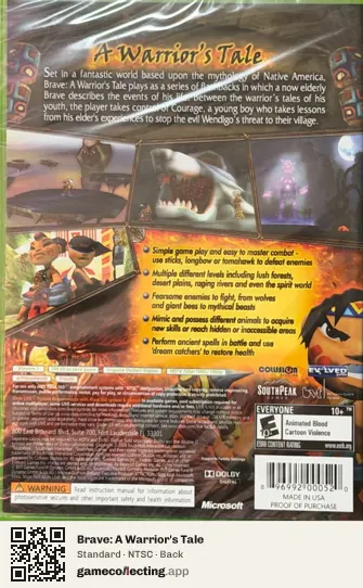 Brave: A Warrior's Tale Xbox 360, NTSC box back
