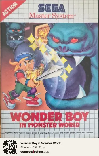 Wonder Boy in Monster World Sega Master System, PAL box front