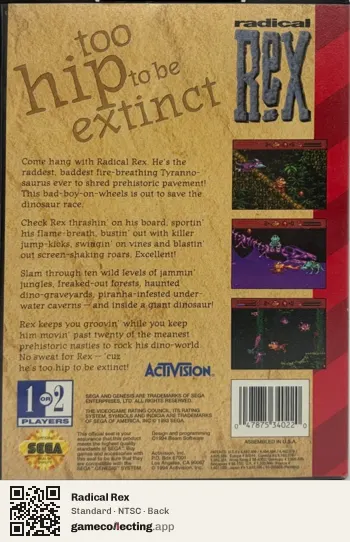 Radical Rex Sega Mega-CD / Sega CD, NTSC box back