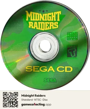 Midnight Raiders Sega Mega-CD / Sega CD, NTSC disc