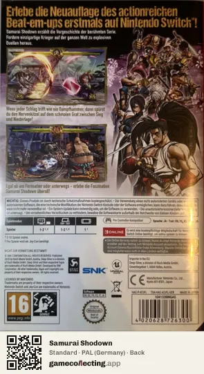 Samurai Shodown Nintendo Switch, Germany box back