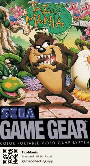 Taz-Mania Sega Game Gear, NTSC box front