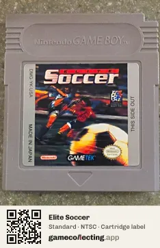 Elite Soccer Game Boy, NTSC cartridge label