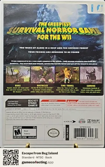 Escape from Bug Island Nintendo Wii, NTSC box back