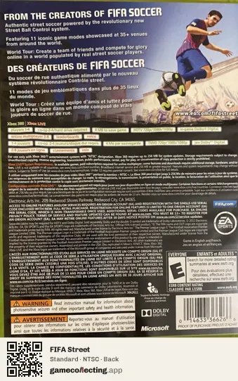 FIFA Street Xbox 360, NTSC box back