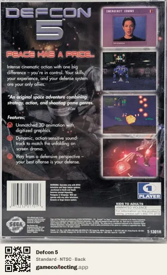 Defcon 5 Sega Saturn, NTSC box back