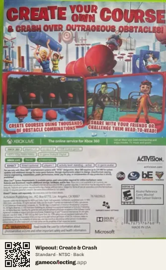 Wipeout: Create & Crash Xbox 360, NTSC box back