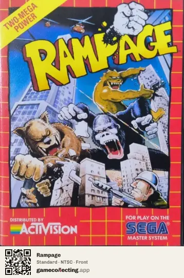 Rampage Sega Master System, NTSC box front