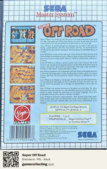 Super Off Road Sega Master System, PAL box back