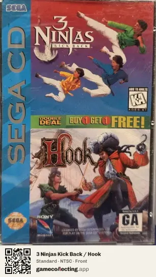 3 Ninjas Kick Back / Hook Sega Mega-CD / Sega CD, NTSC box front