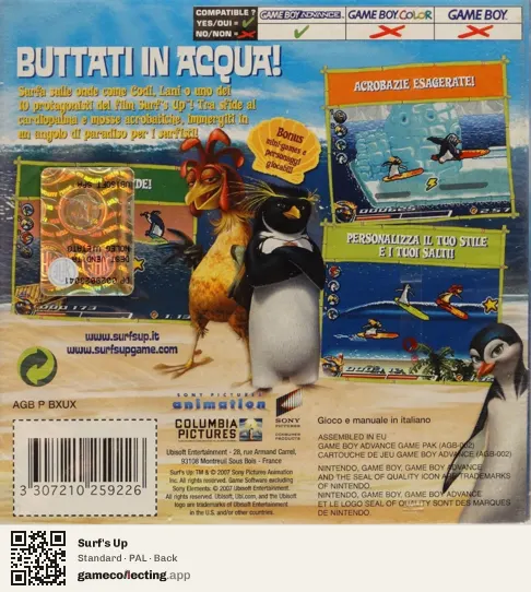 Surf's Up Game Boy Advance, PAL box back
