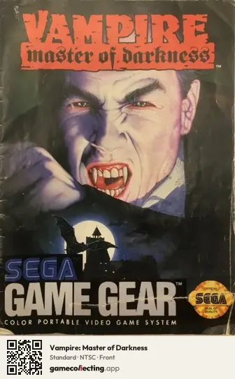 Vampire: Master of Darkness Sega Game Gear, NTSC box front