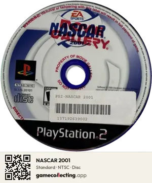 NASCAR 2001 PlayStation 2, NTSC disc